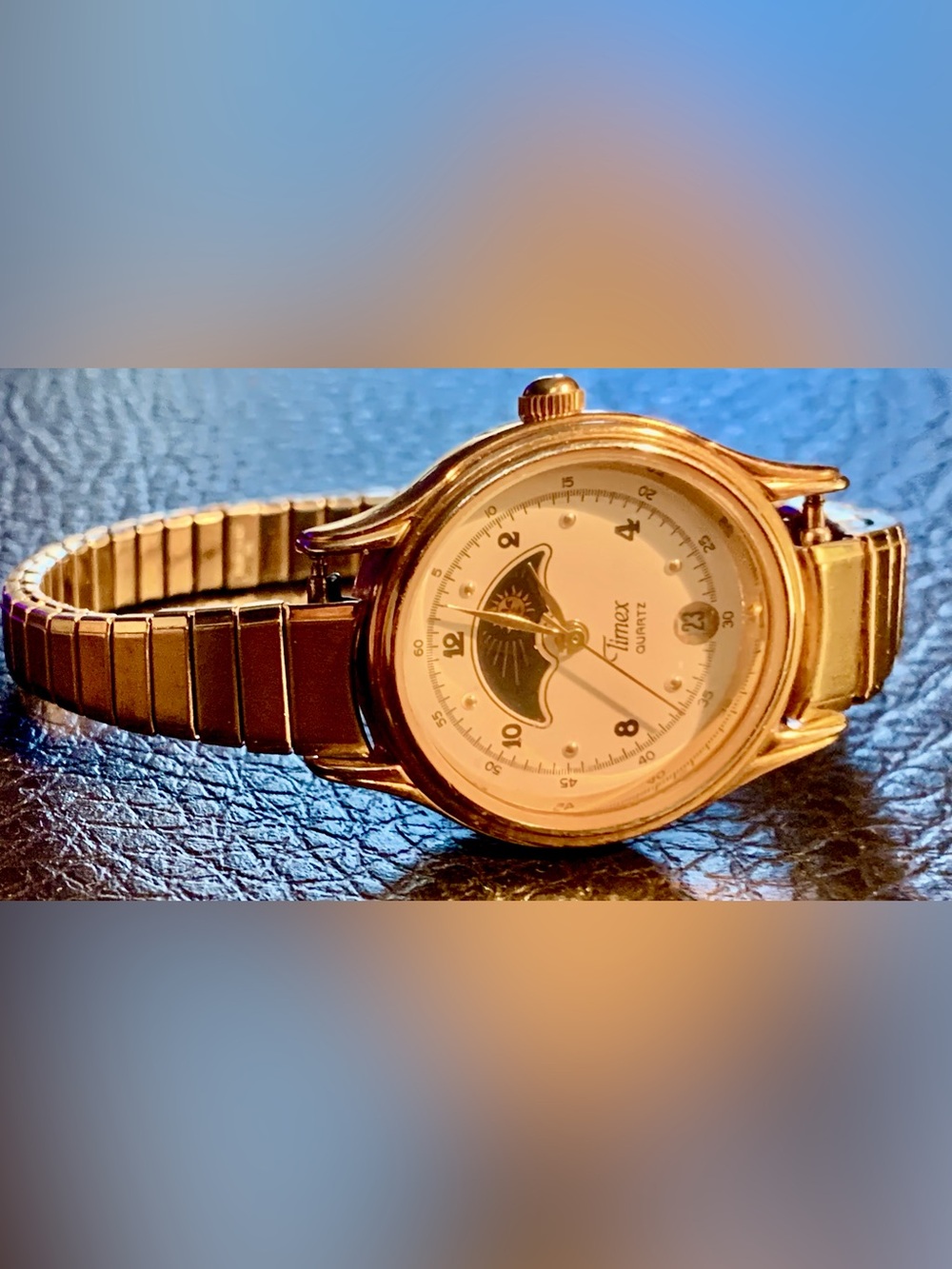 Timex Gold and Cream Moonphase Quartz Watch